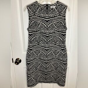 Diane Von Furstenberg DVF Womens 12 Pentra Jacquard Black White Sheath Dress